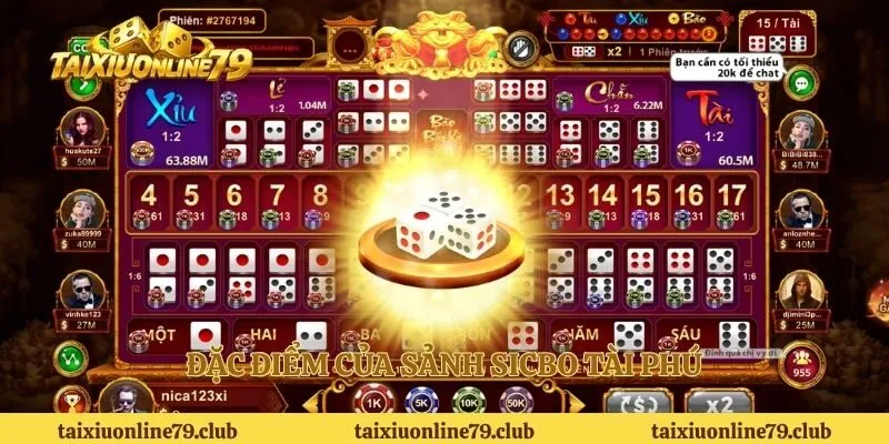 Đặc điểm của sảnh Sicbo Tài Phú 