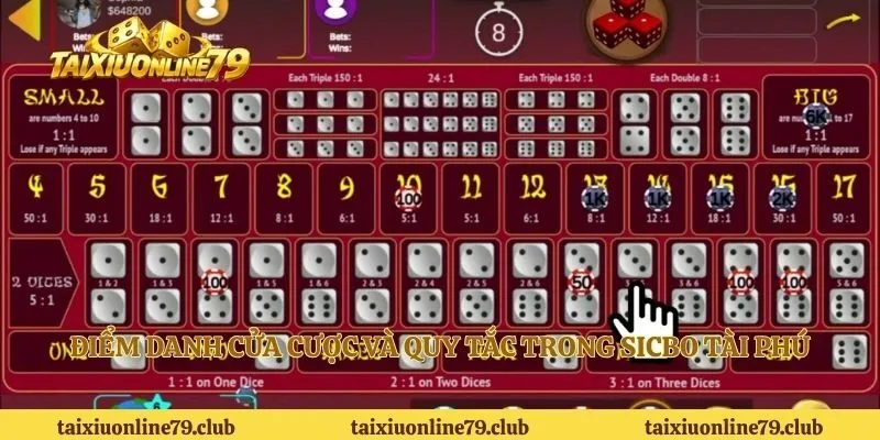 Điểm danh cửa cược và quy tắc trong sicbo tài phú
