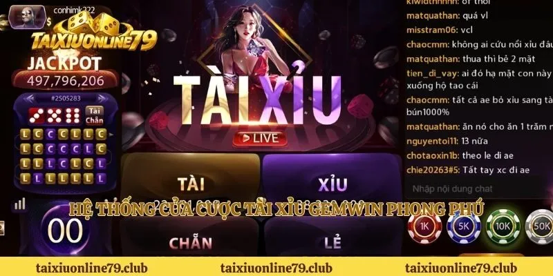 Hệ thống cửa cược Tài Xỉu Gemwin phong phú