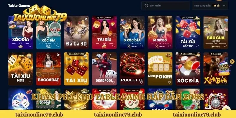 Khám phá kho table game hấp dẫn ZO88 