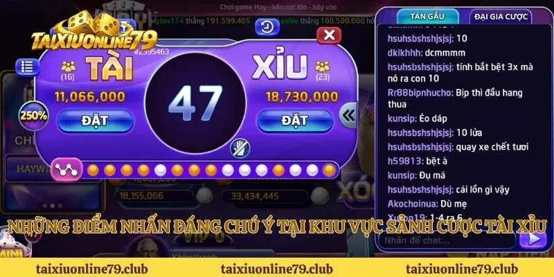 Những điểm nhấn đáng chú ý tại khu vực sảnh cược tài xỉu