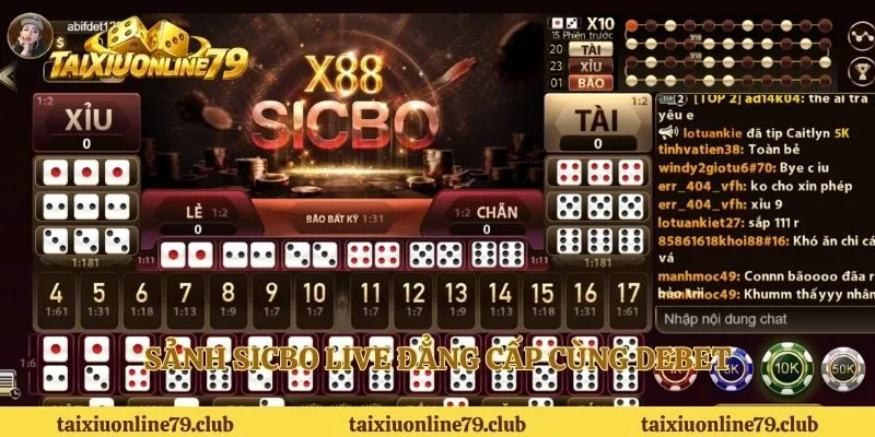 Sảnh Sicbo live đẳng cấp cùng DEBET 